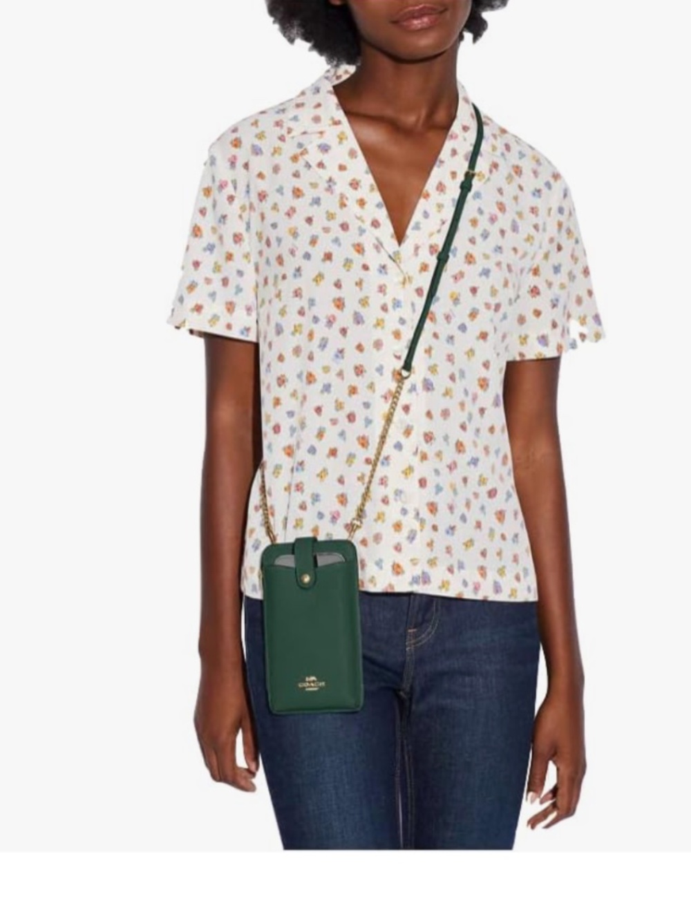 Coach North/South Phone Crossbody Bag in Everglade Deep Green Jewel Tone - Picture 5 of 14